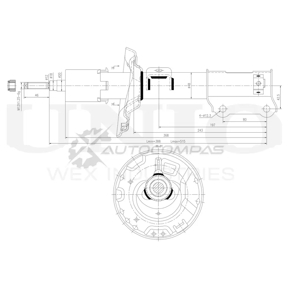 Амортизатор газовый передней подвески правый UNIO 1441313301 AX 87G38 SAB-10380