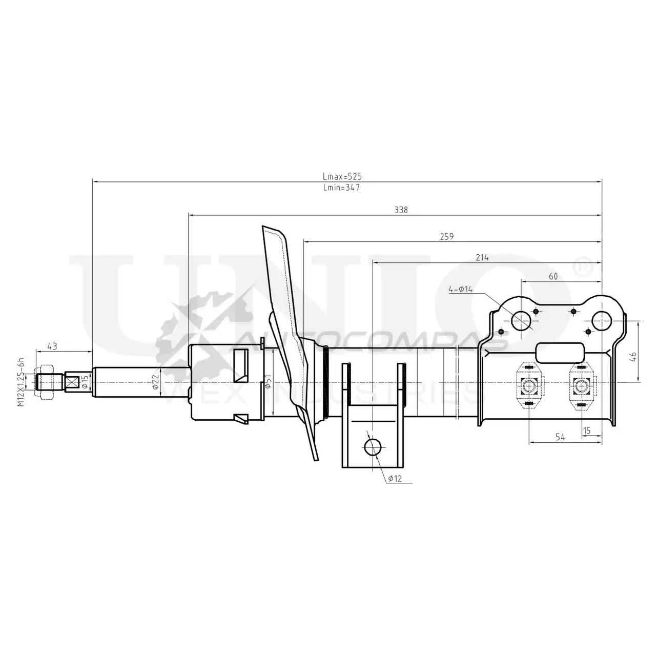 Амортизатор газовый передней подвески правый UNIO Z 1G814 SAB-10275 1441313315