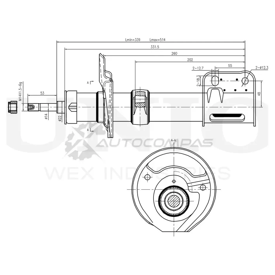 Амортизатор газовый передней подвески правый UNIO SAB-10361 I7M6 FW0 1441313317
