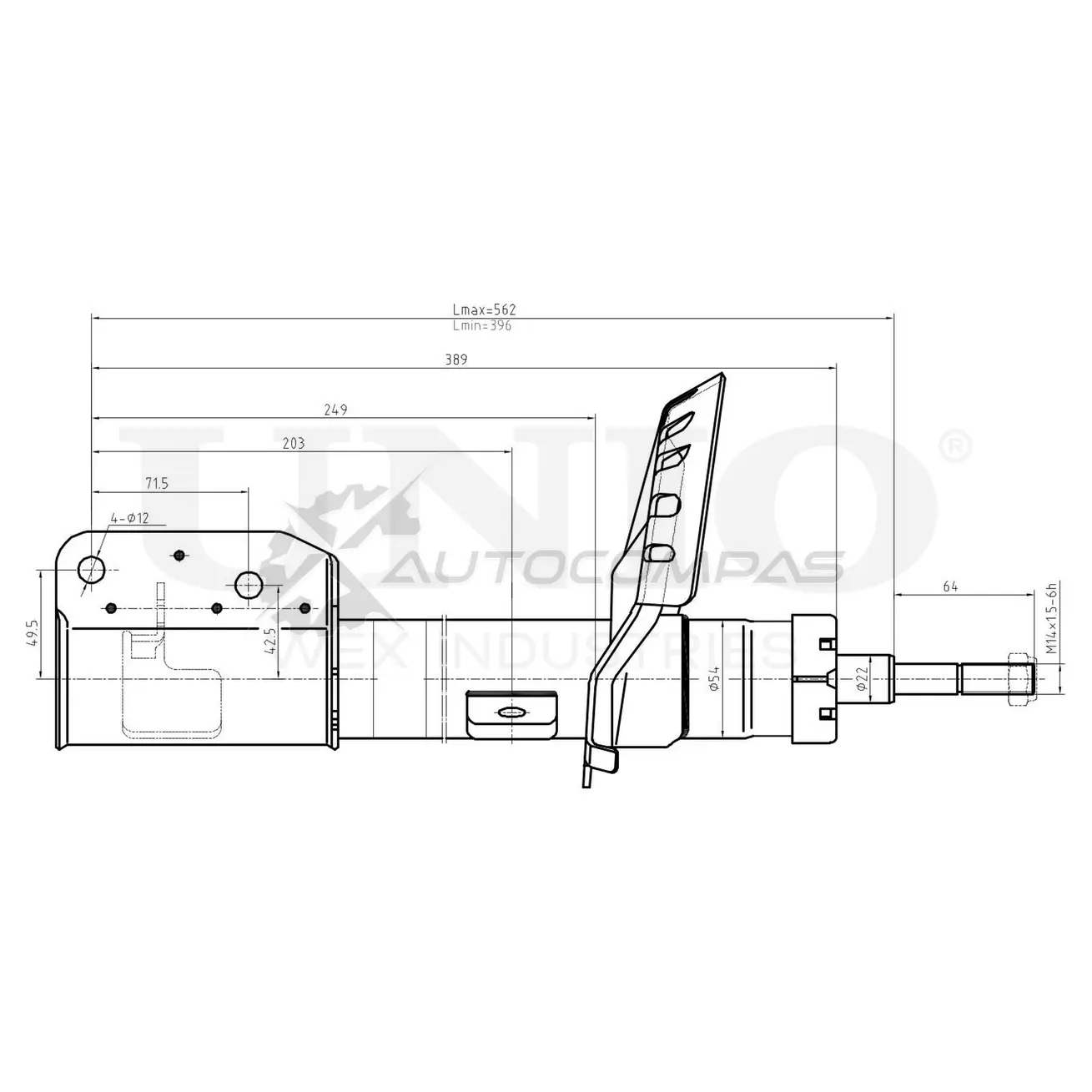 Амортизатор газовый передней подвески правый UNIO L5V8 BF SAB-10310 1441313320