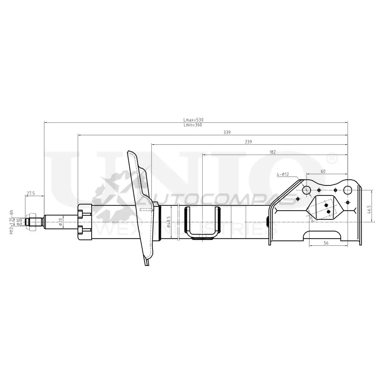 Амортизатор газовый передней подвески правый UNIO SAB-10306 GI7B0 K 1441313326