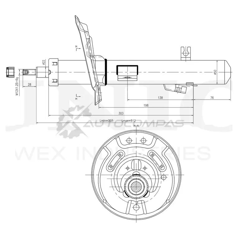 Амортизатор газовый передней подвески правый UNIO 1441313328 VW5 1T SAB-10369