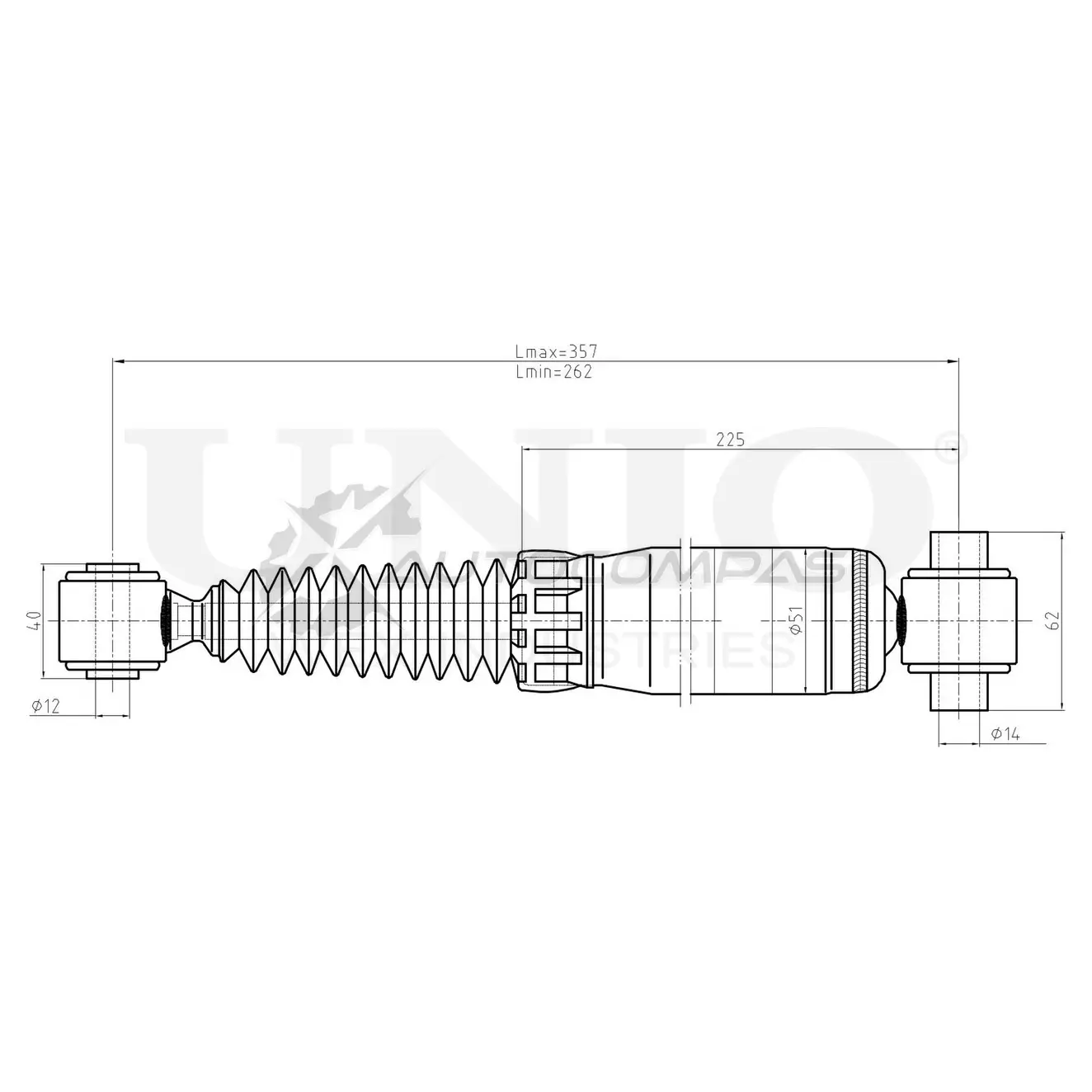 Амортизатор масляный задней подвески UNIO 1441313335 EDF8 T7U SAB-20028