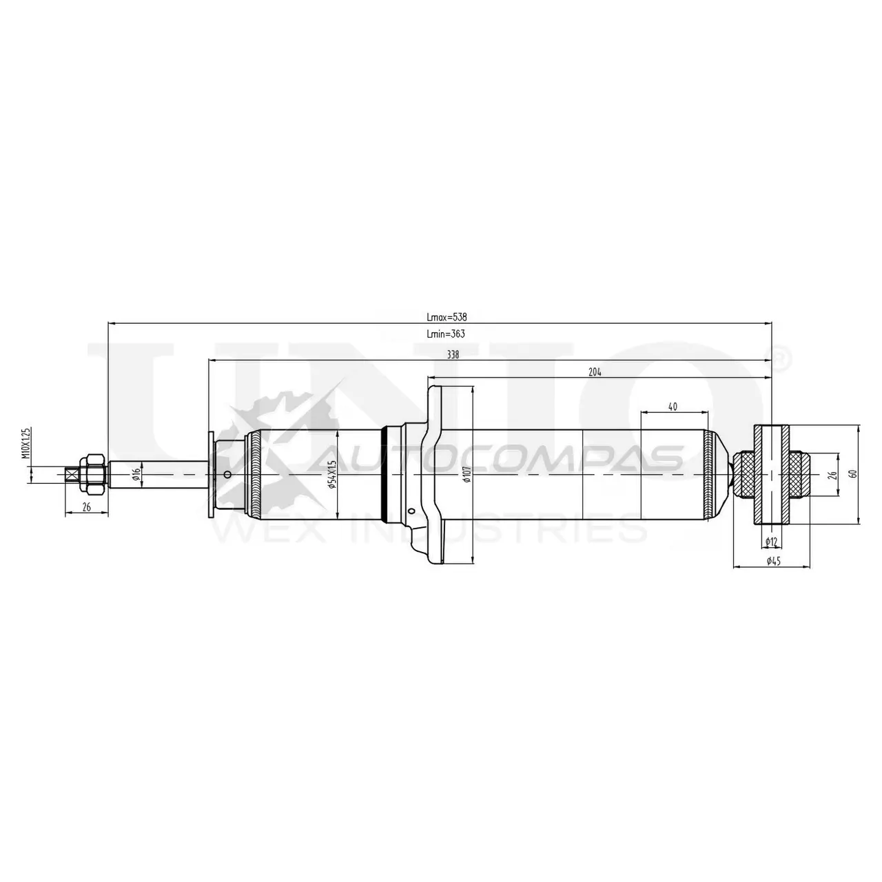 Амортизатор масляный задней подвески UNIO 1441313341 SAB-20019 SVFKS T