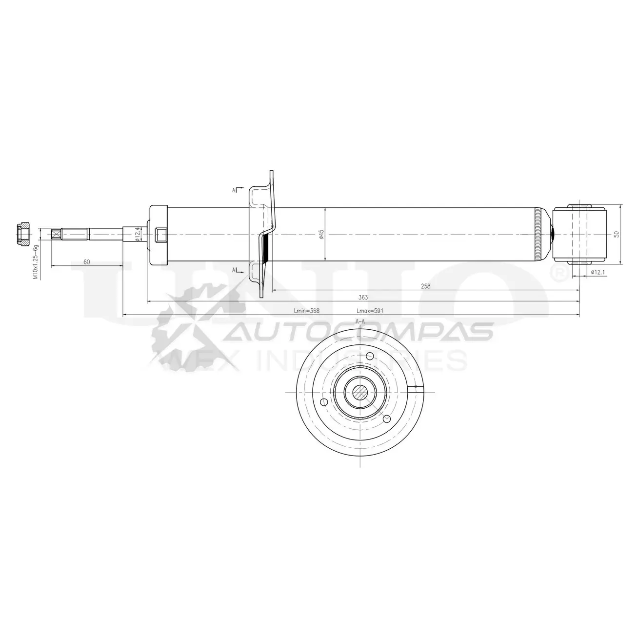Амортизатор масляный задней подвески UNIO SAB-20048 U9Q 8TR 1441313347