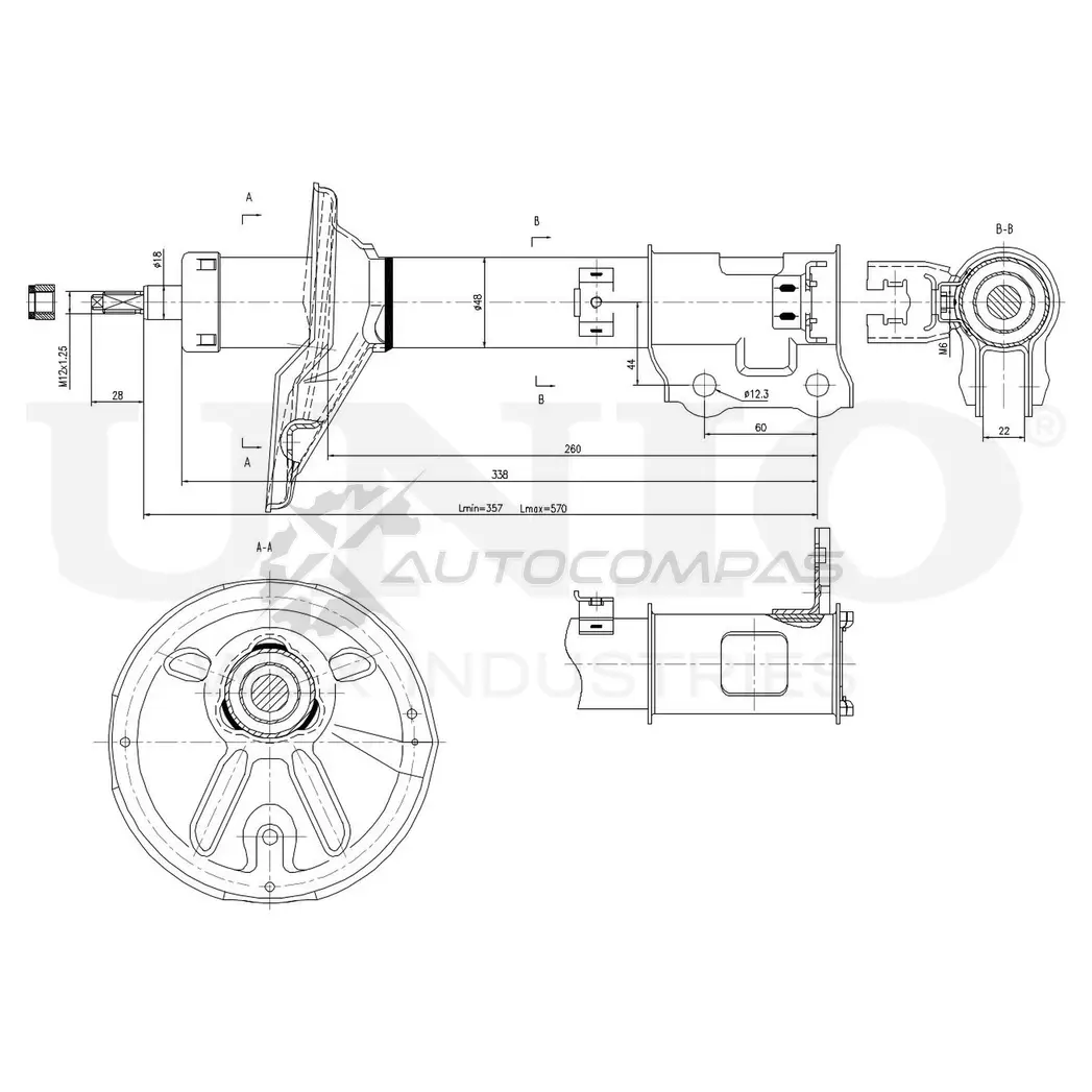Амортизатор масляный задней подвески левый UNIO OCV BDNX 1441313351 SAB-20011