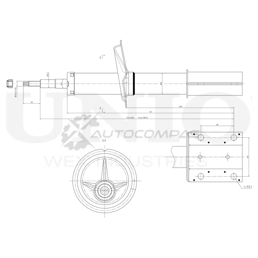 Амортизатор масляный передней подвески UNIO 1441313358 79DR O SAB-20035