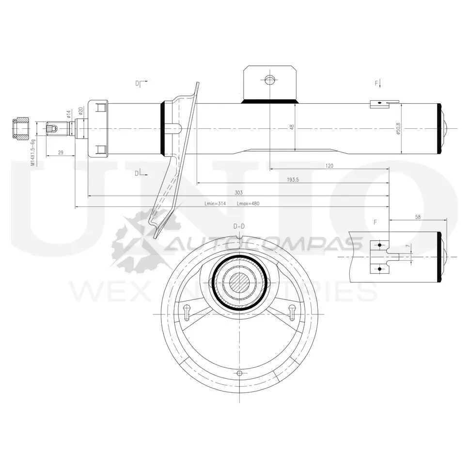 Амортизатор масляный передней подвески правый UNIO 1441313376 SAB-20005 ZDQ Y2XB