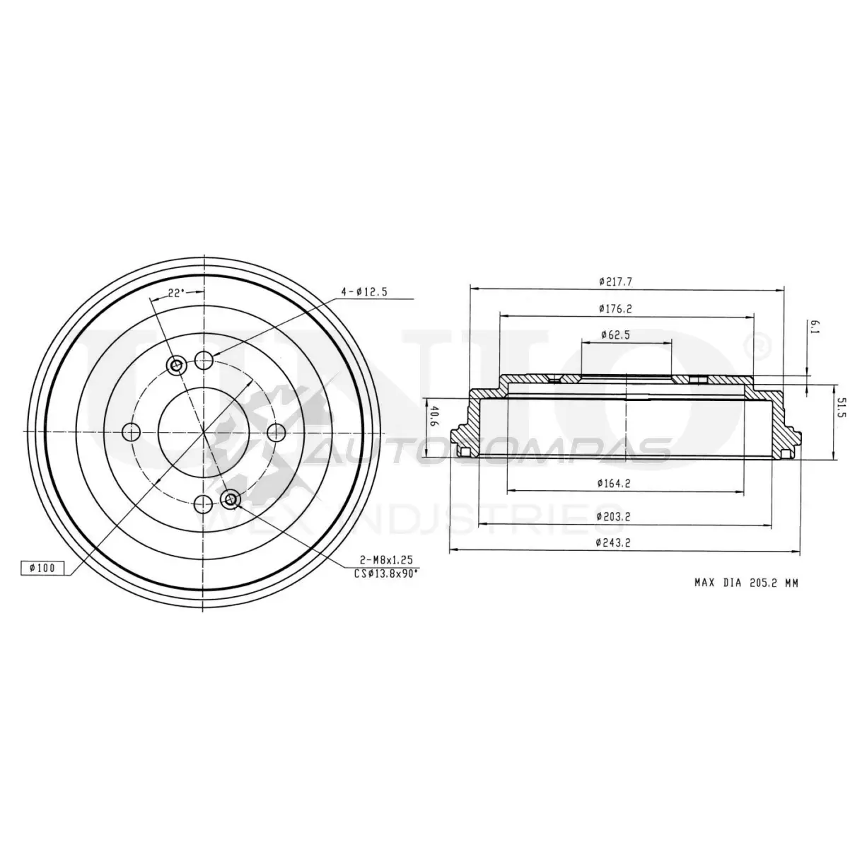 Барабан тормозной задний UNIO IB AN0PX BRD-10020 1441313426 изображение 0