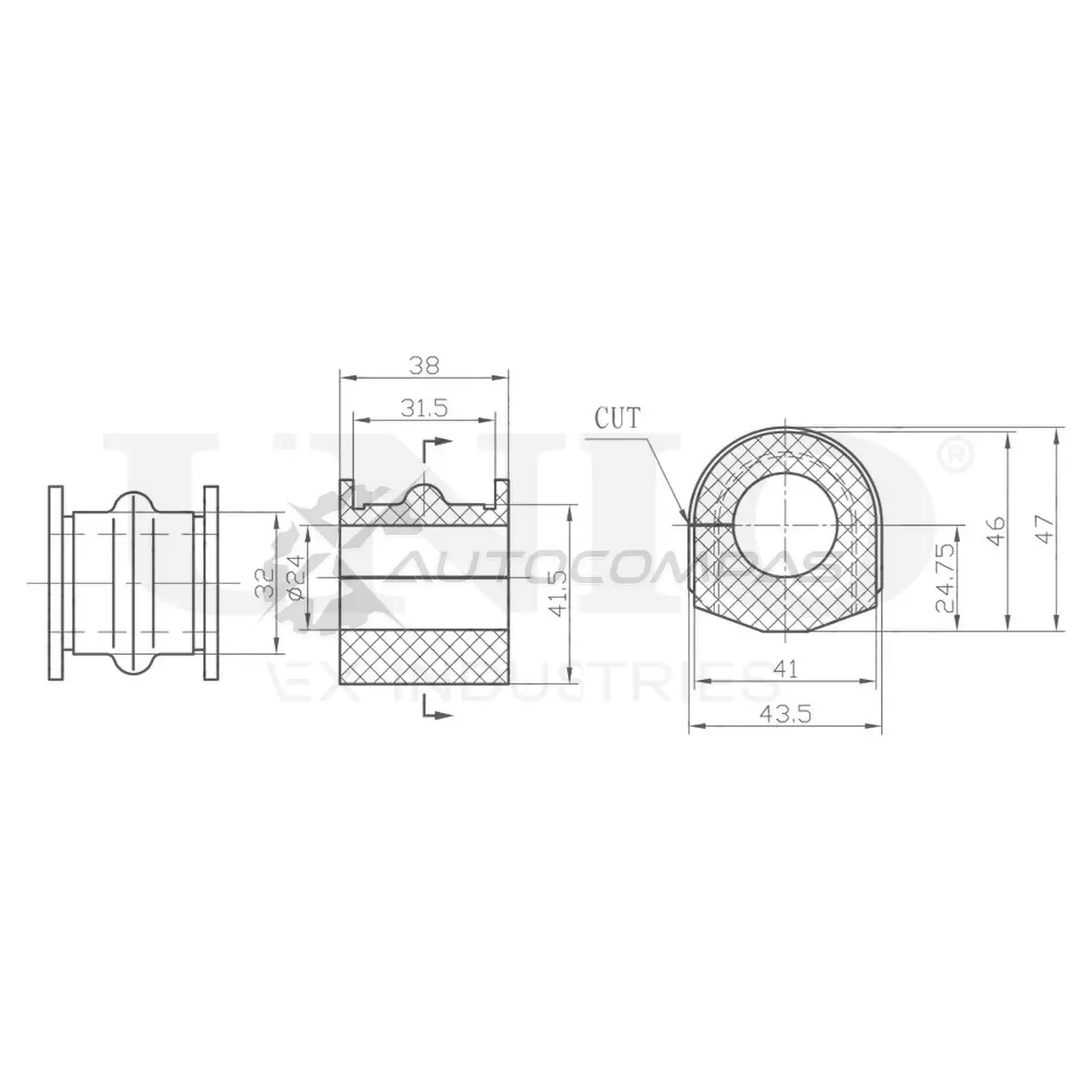 Втулка заднего стабилизатора UNIO QG ZBG RMP-10194 1441313460
