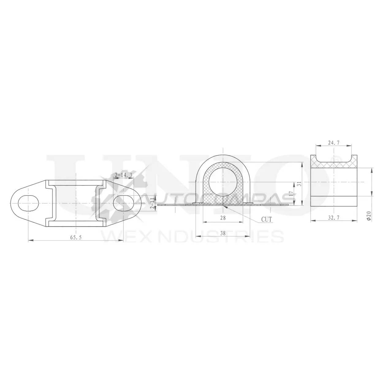 Втулка заднего стабилизатора UNIO WU PD9B RMP-10170 1441313532