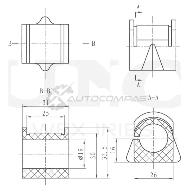 Втулка переднего стабилизатора UNIO 1LVOT Q7 1441313551 RMP-10062