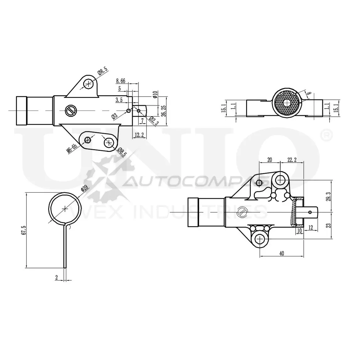 Гидравлический натяжитель ремня ГРМ UNIO CA2Q SBR TNS-10312 1441313724