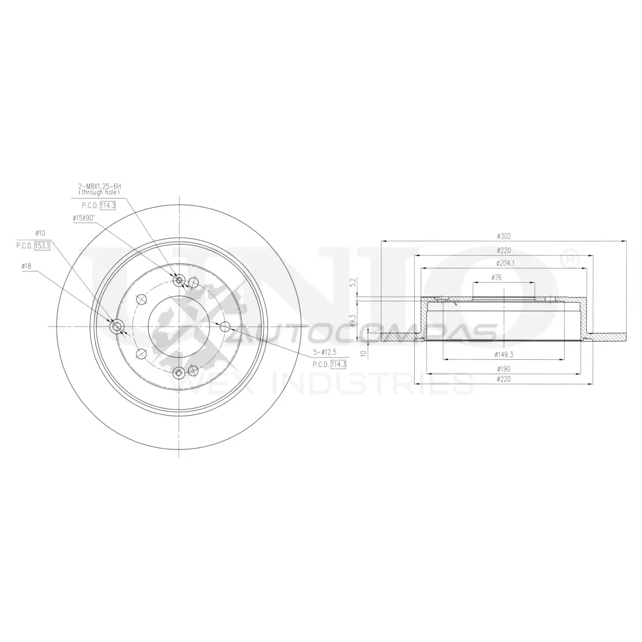 Диск тормозной задний UNIO ECW AQH 1441313894 BRD-20161