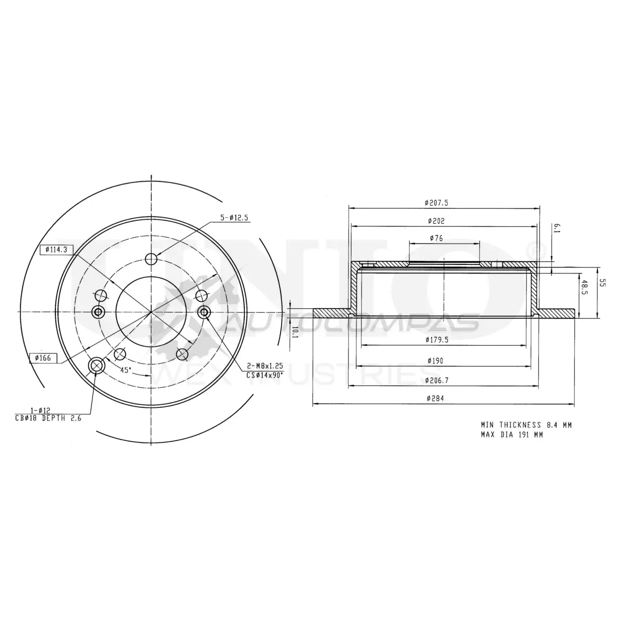 Диск тормозной задний UNIO 1441313900 BRD-20027 Z KTWYPA