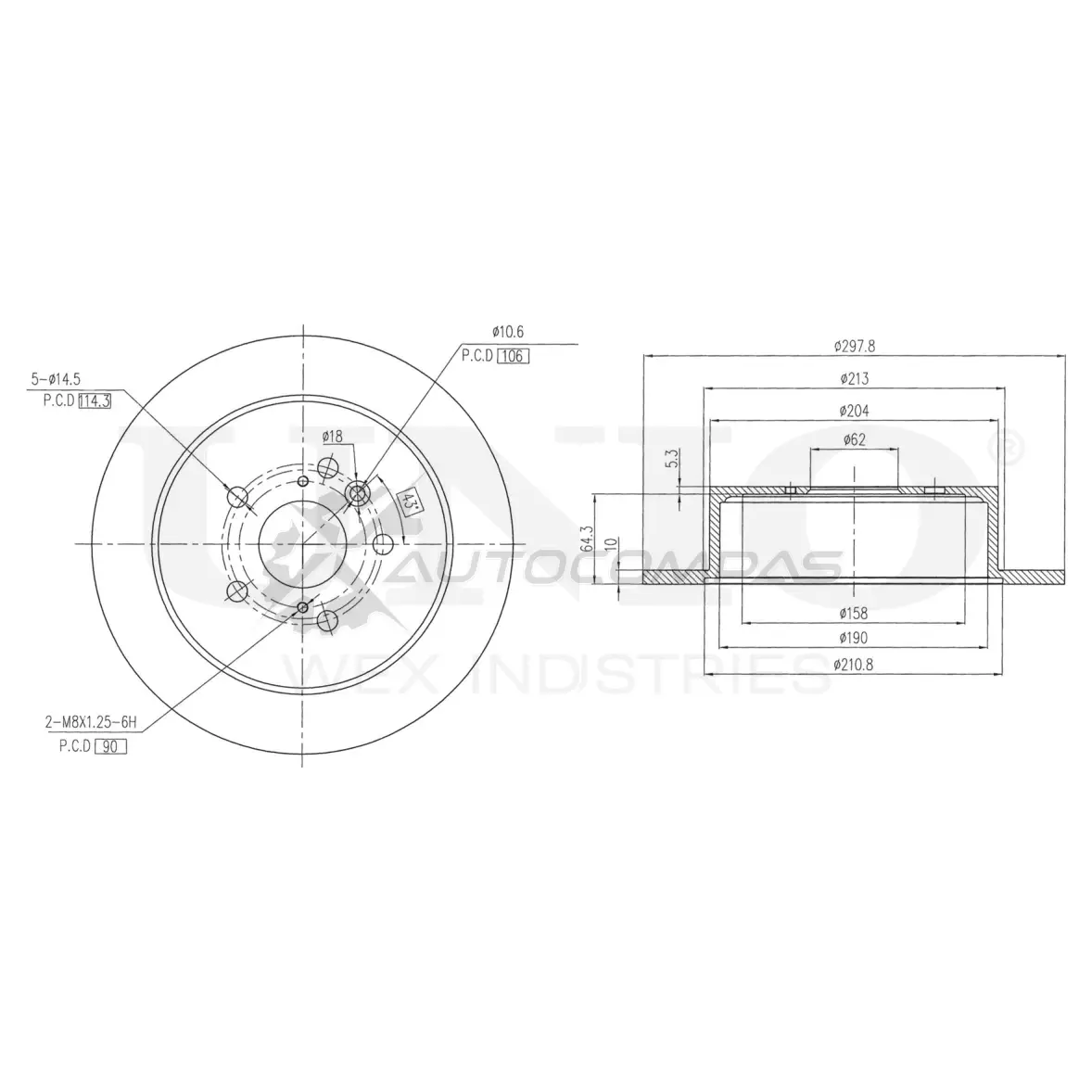 Диск тормозной задний UNIO 1441313903 BRD-20386 8FU8 Z6