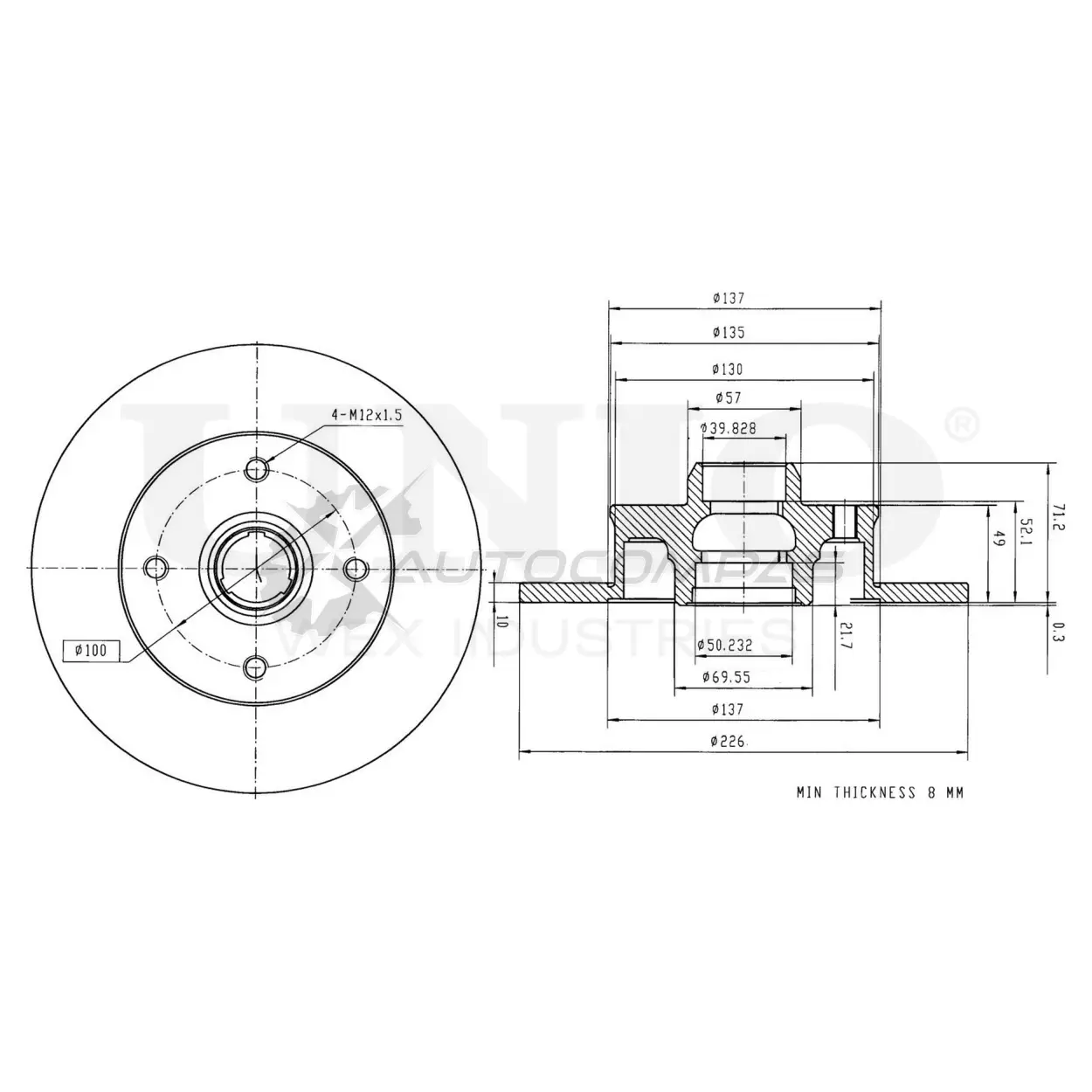 Диск тормозной задний UNIO 44 P6C 1441313941 BRD-20190