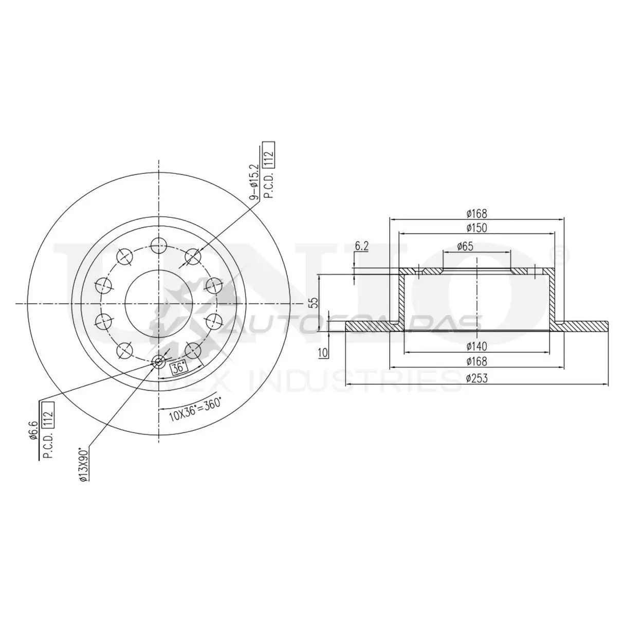 Диск тормозной задний UNIO BRD-20156 7MT NVV 1441313948