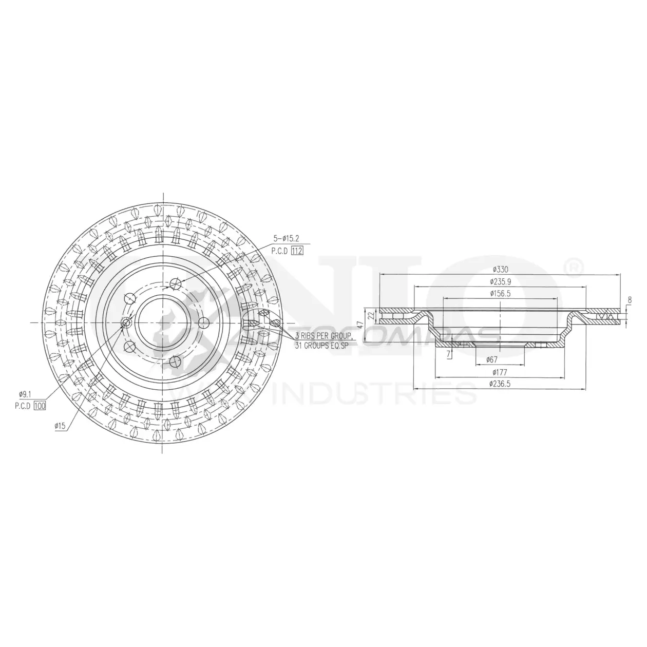 Диск тормозной задний UNIO BRD-20530 1441313978 X YS5T