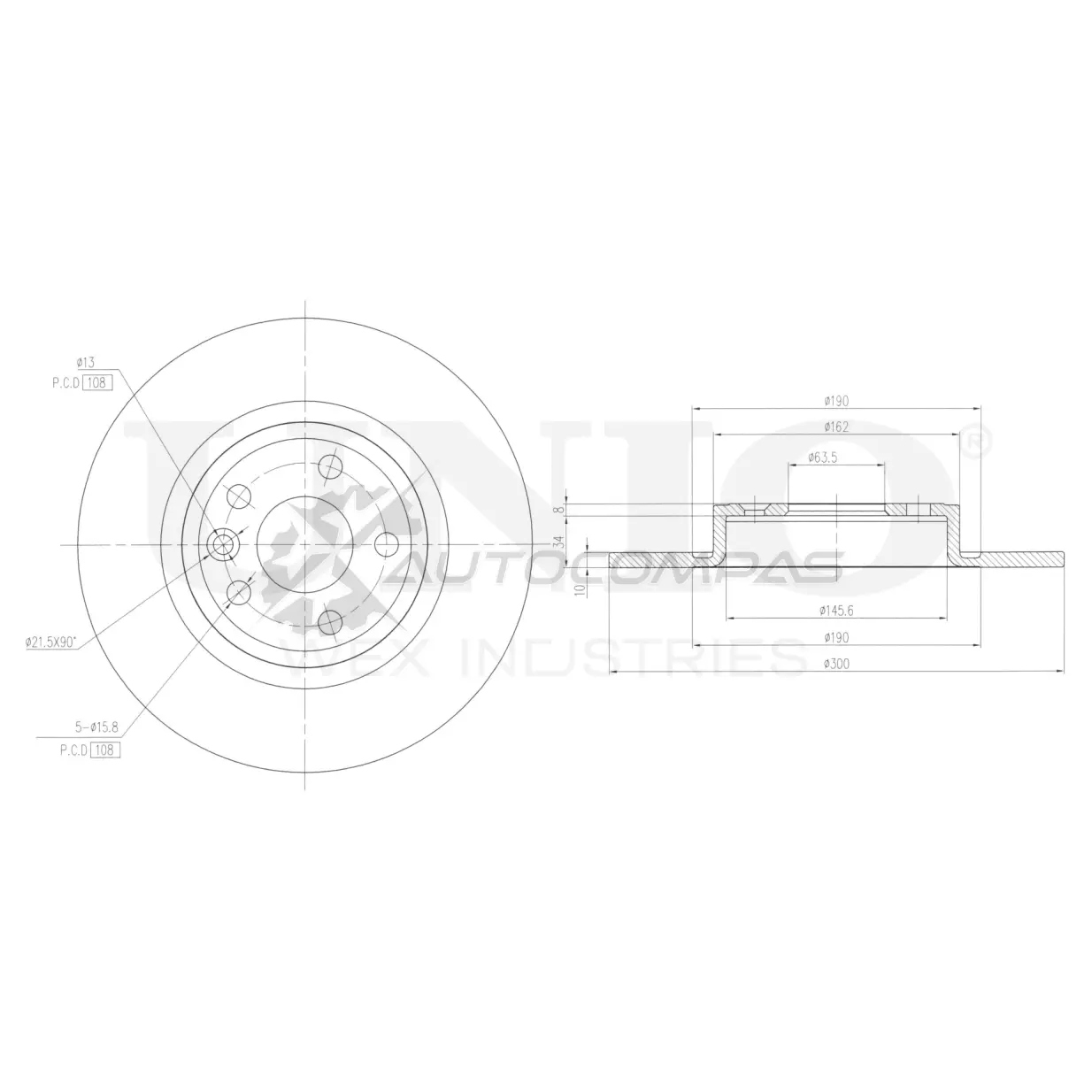 Диск тормозной задний UNIO F2HZ9 L 1441313989 BRD-20578