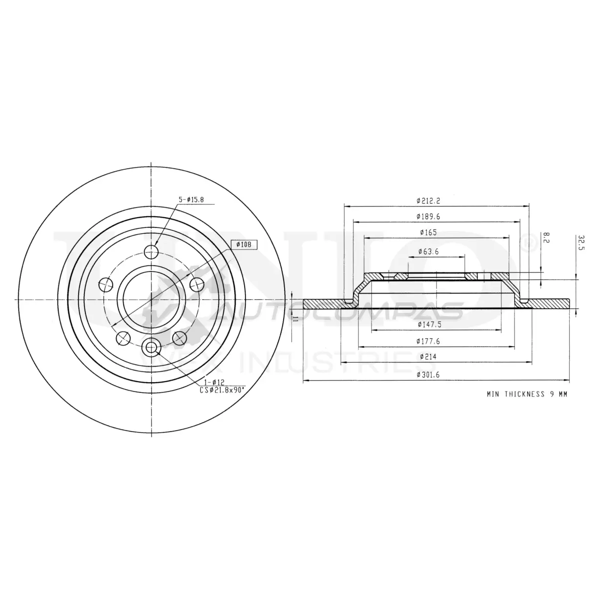 Диск тормозной задний UNIO RBF7 D29 BRD-20487 1441313992
