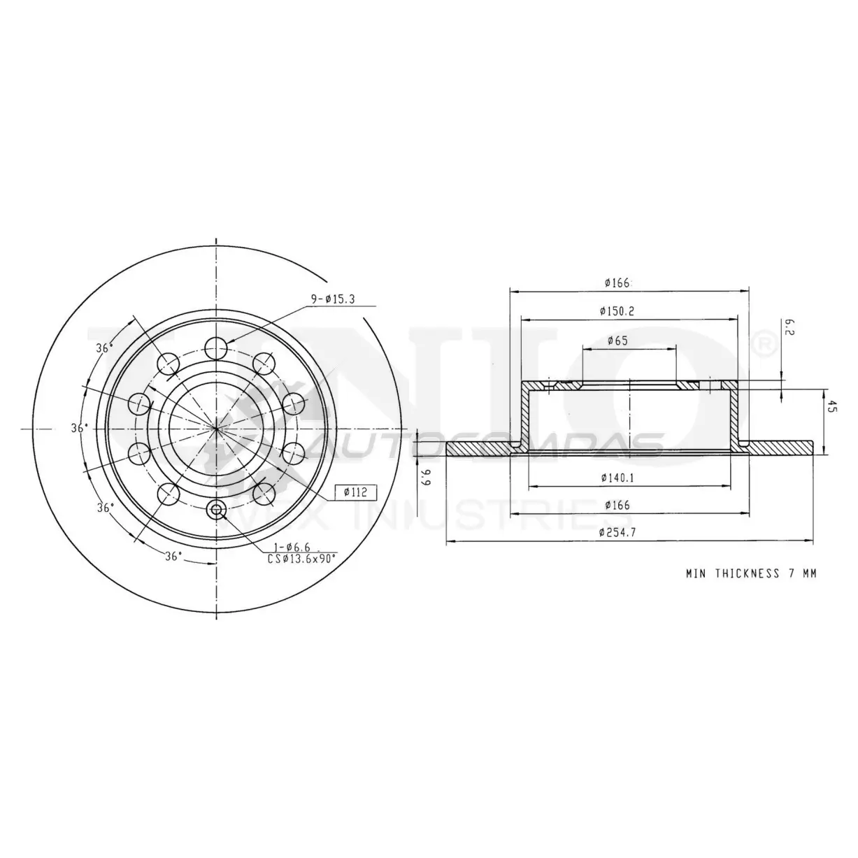 Диск тормозной задний UNIO BRD-20010 59H 1I6 1441313998