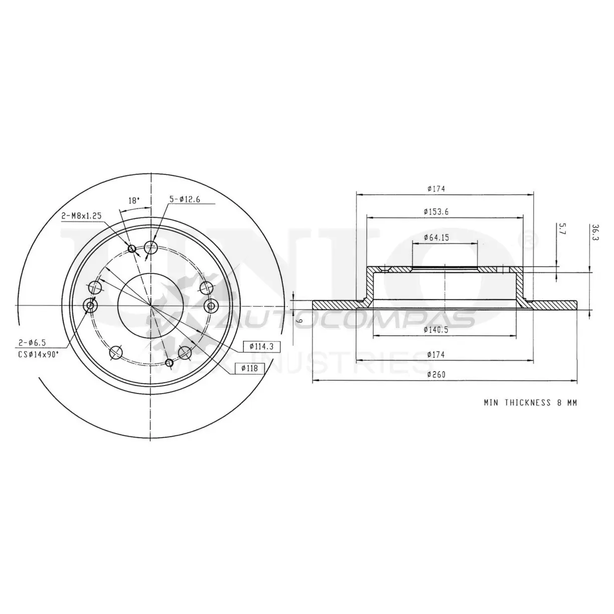 Диск тормозной задний UNIO 1441314011 QC VHQ1Y BRD-20068