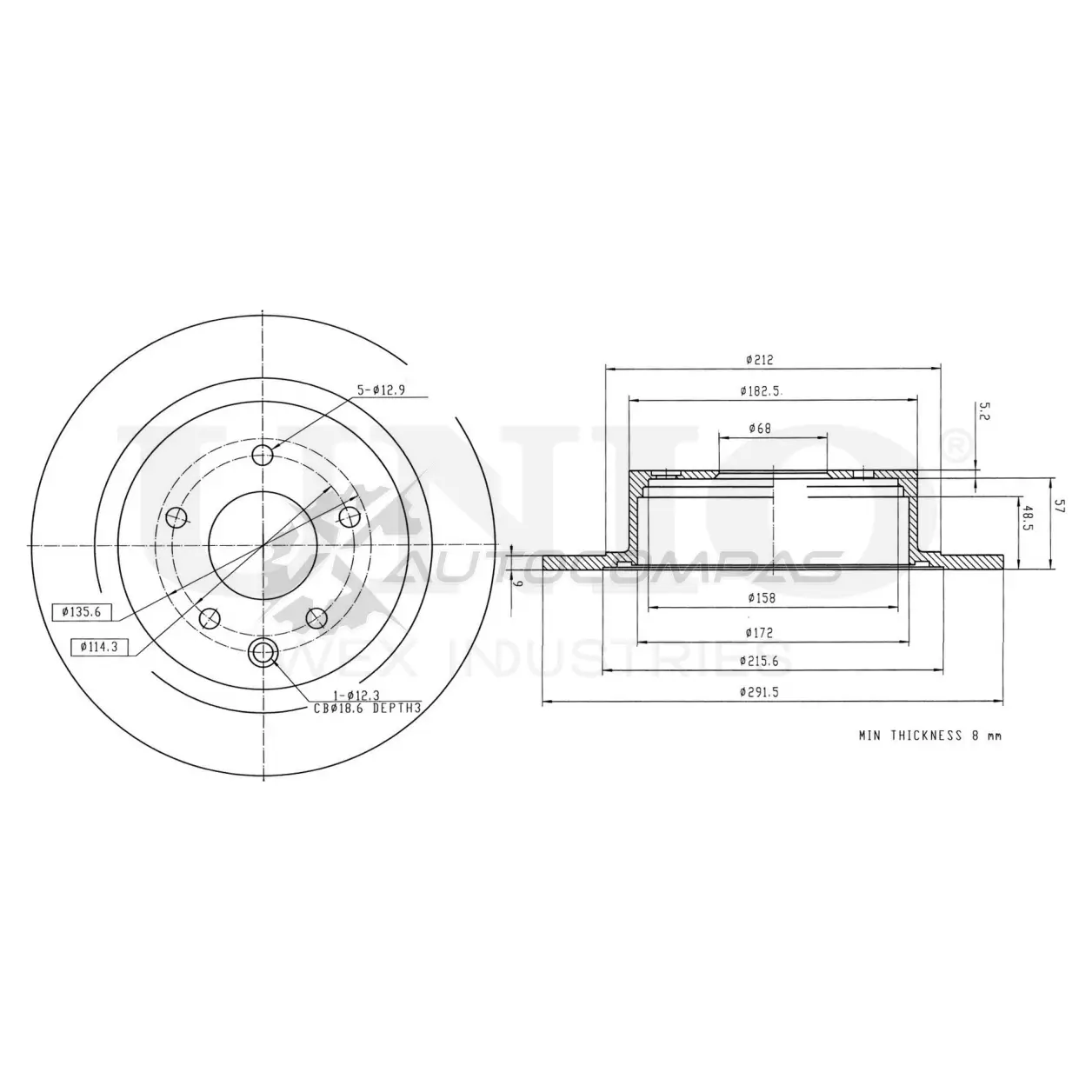 Диск тормозной задний UNIO EQ7Z T 1441314028 BRD-20020