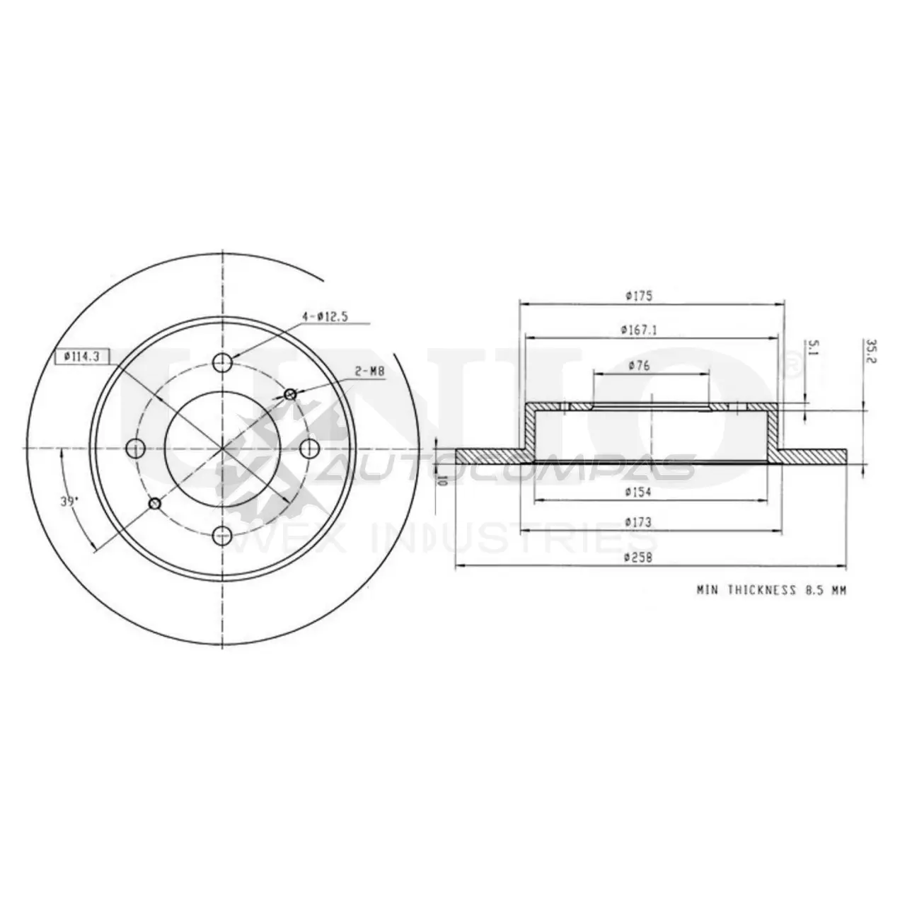 Диск тормозной задний UNIO BRD-20229 FET GN 1441314032