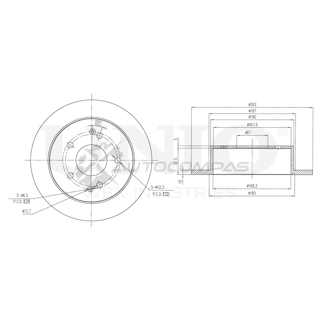 Диск тормозной задний UNIO 1 X6ZCO 1441314040 BRD-20070