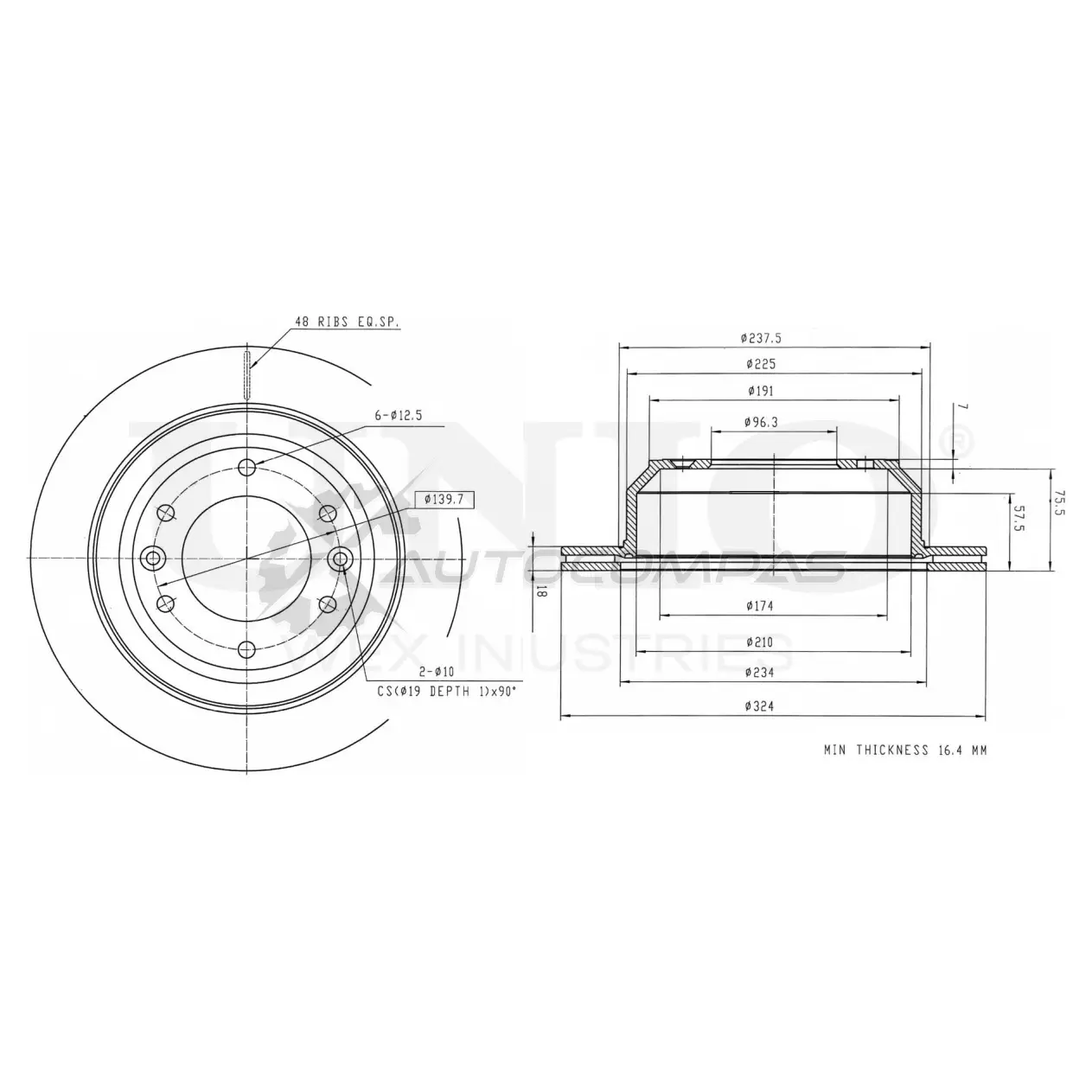Диск тормозной задний UNIO BRD-20097 X EQ5AS 1441314042