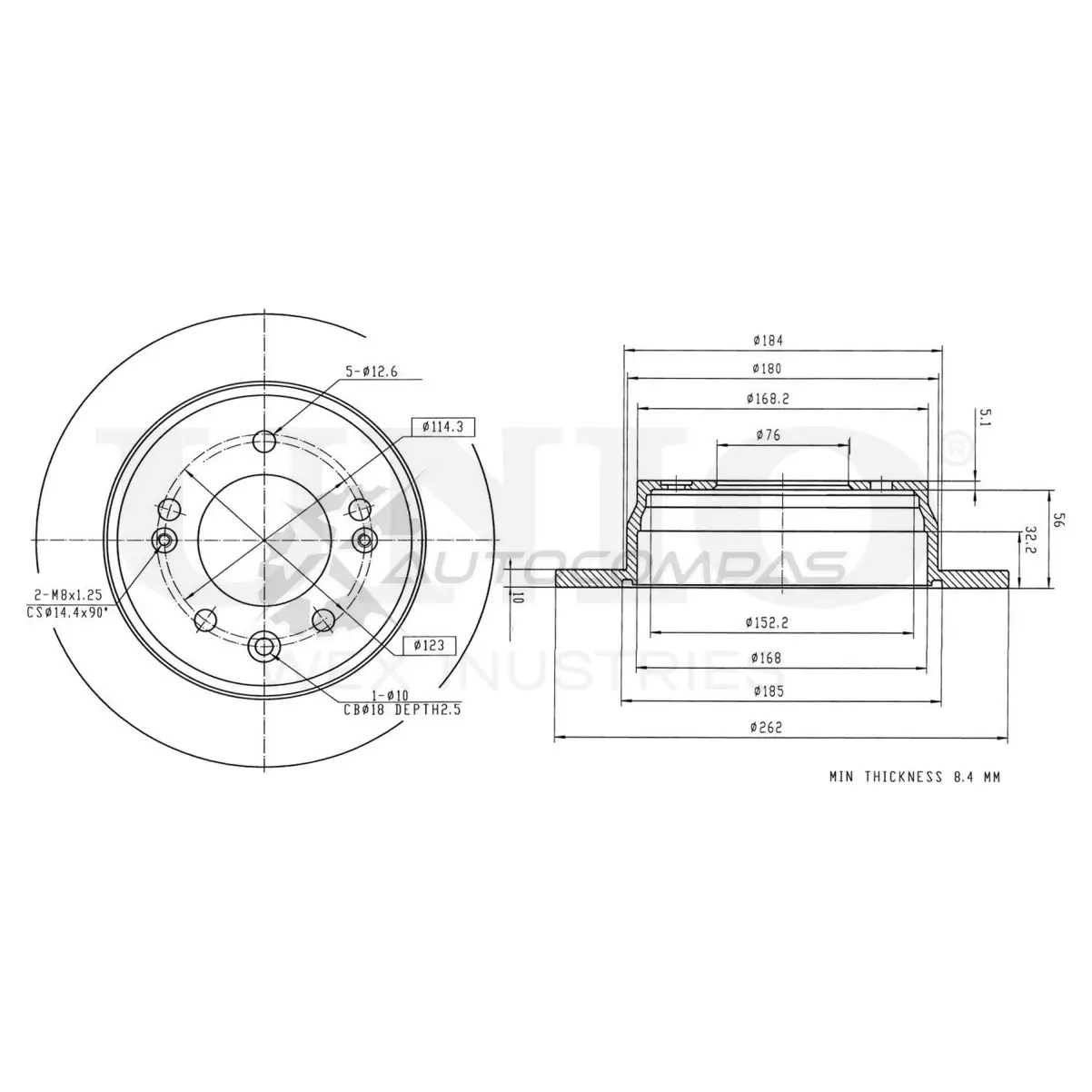 Диск тормозной задний UNIO OF5S3C N BRD-20031 1441314053