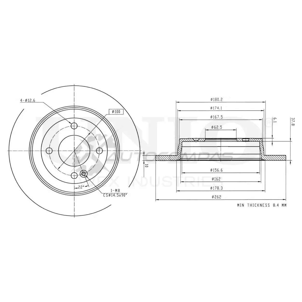 Диск тормозной задний UNIO BMF3 NXF 1441314054 BRD-20001