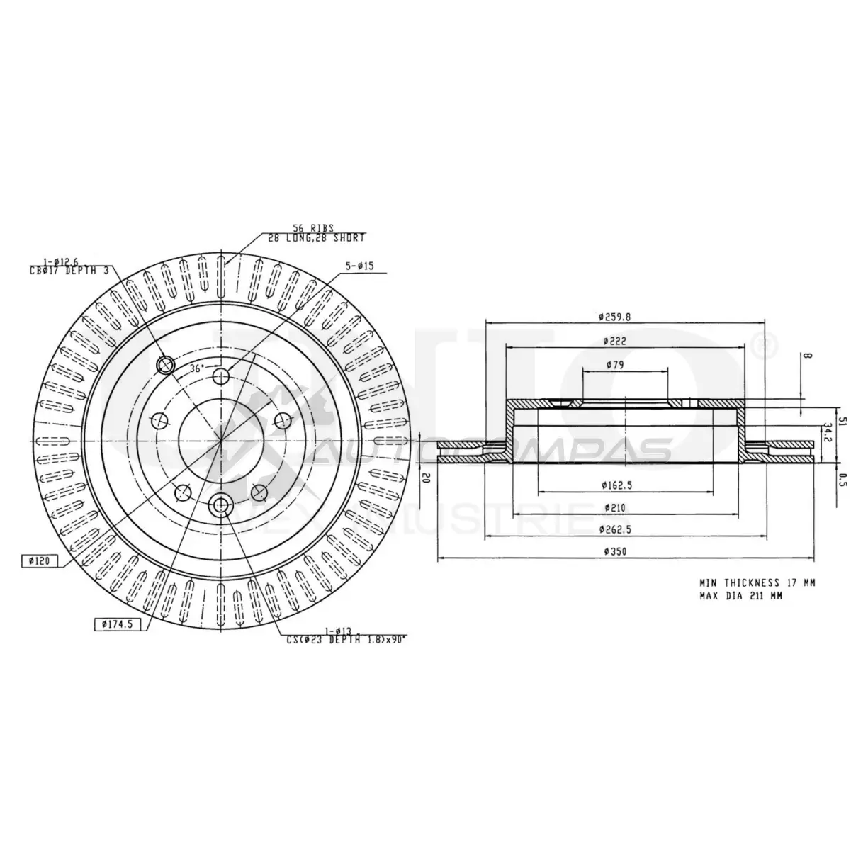 Диск тормозной задний UNIO ACB 8RMF 1441314088 BRD-20380