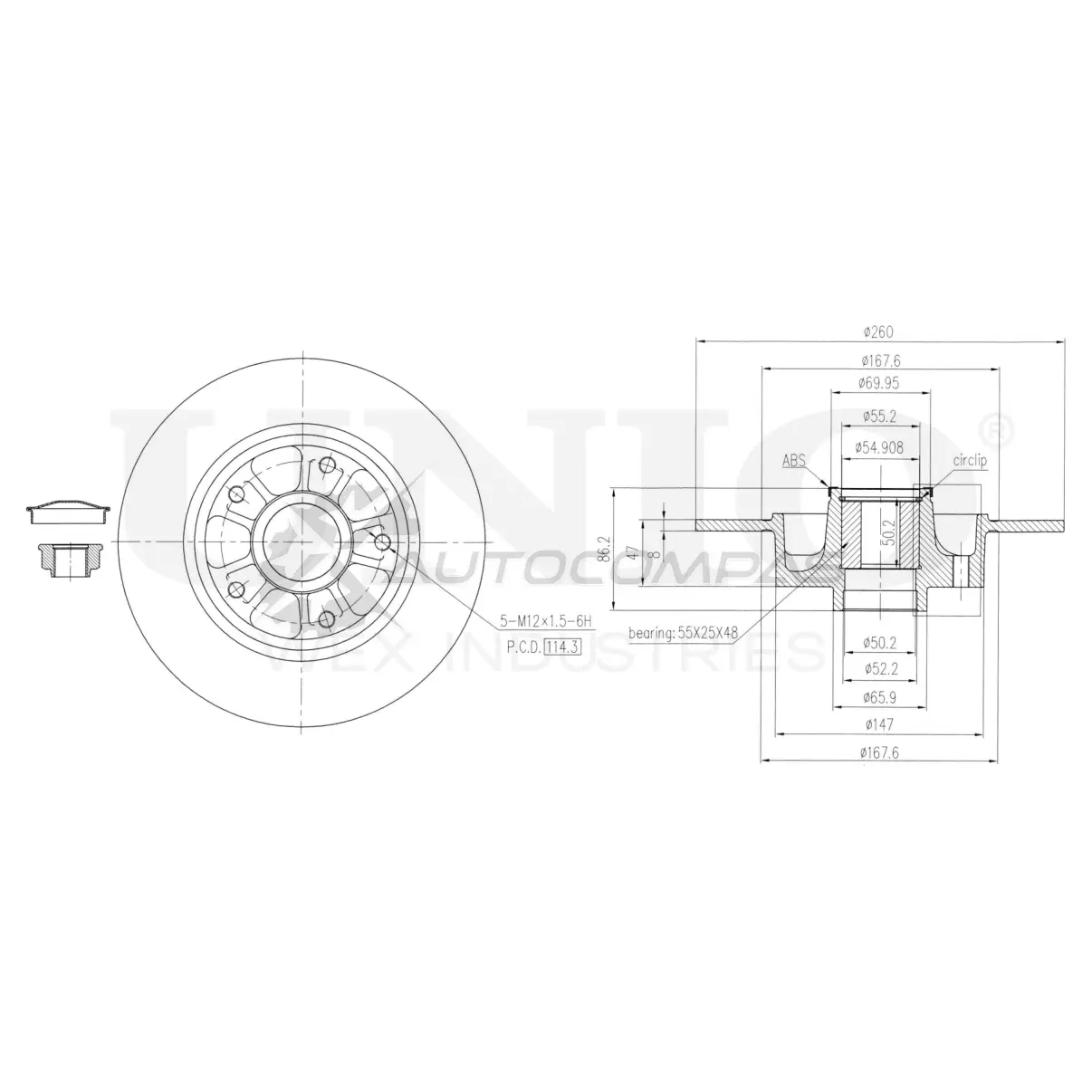 Диск тормозной задний UNIO BRD-20557 436X D 1441314119