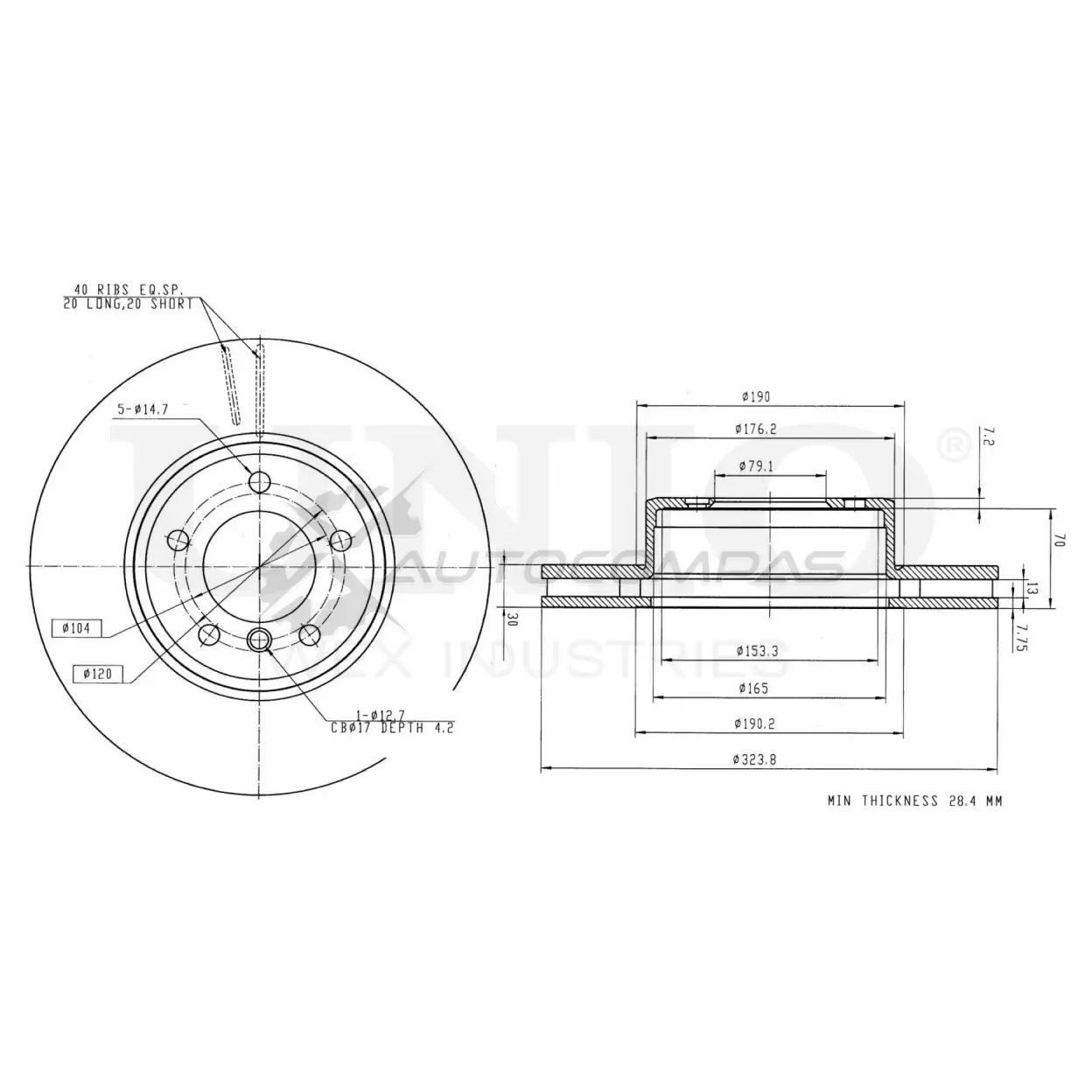 Диск тормозной передний UNIO BRD-20248 1441314129 82SQ X