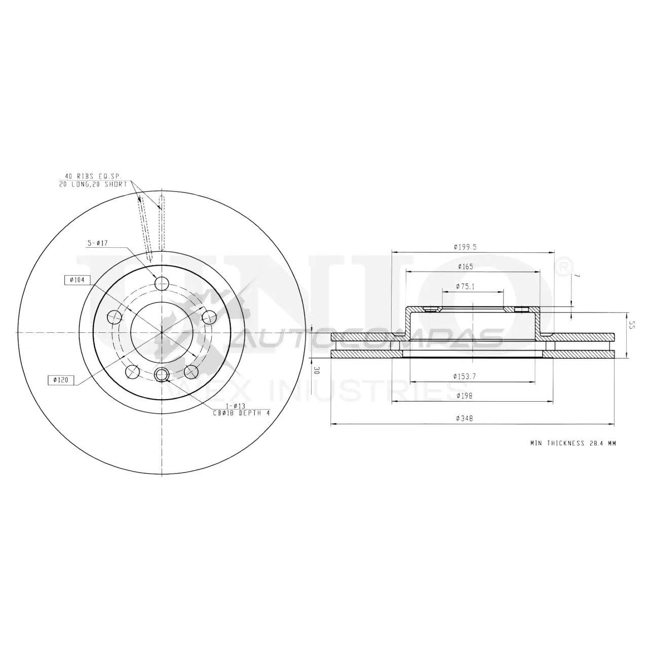 Диск тормозной передний UNIO 1441314131 BRD-20254 NMV W4