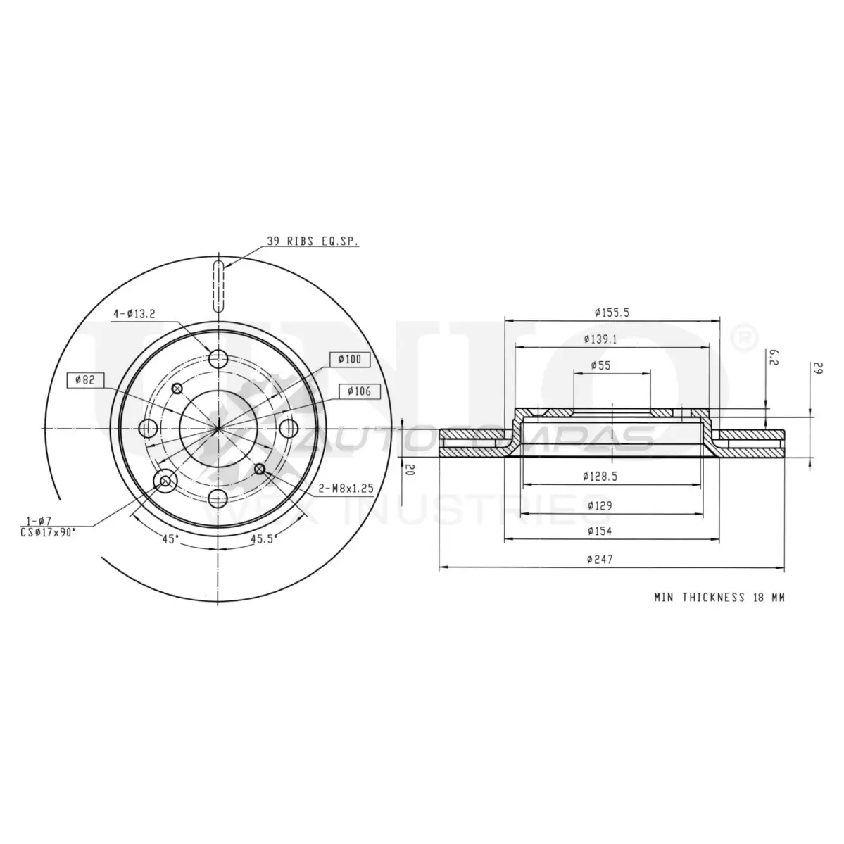 Диск тормозной передний UNIO BRD-20311 B AZ6B9 1441314150 изображение 0