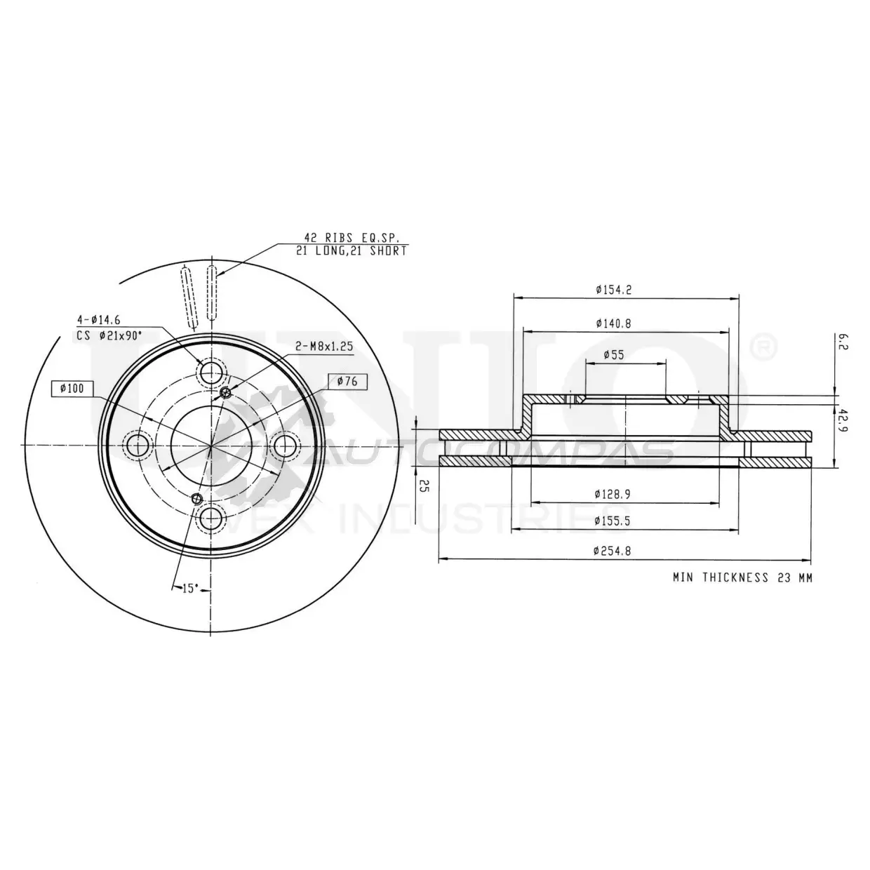 Диск тормозной передний UNIO BK1R X4 BRD-20057 1441314174