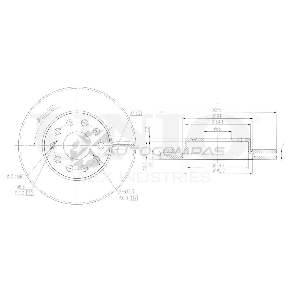Диск тормозной передний UNIO 1441314207 BRD-20302 W5 UR4