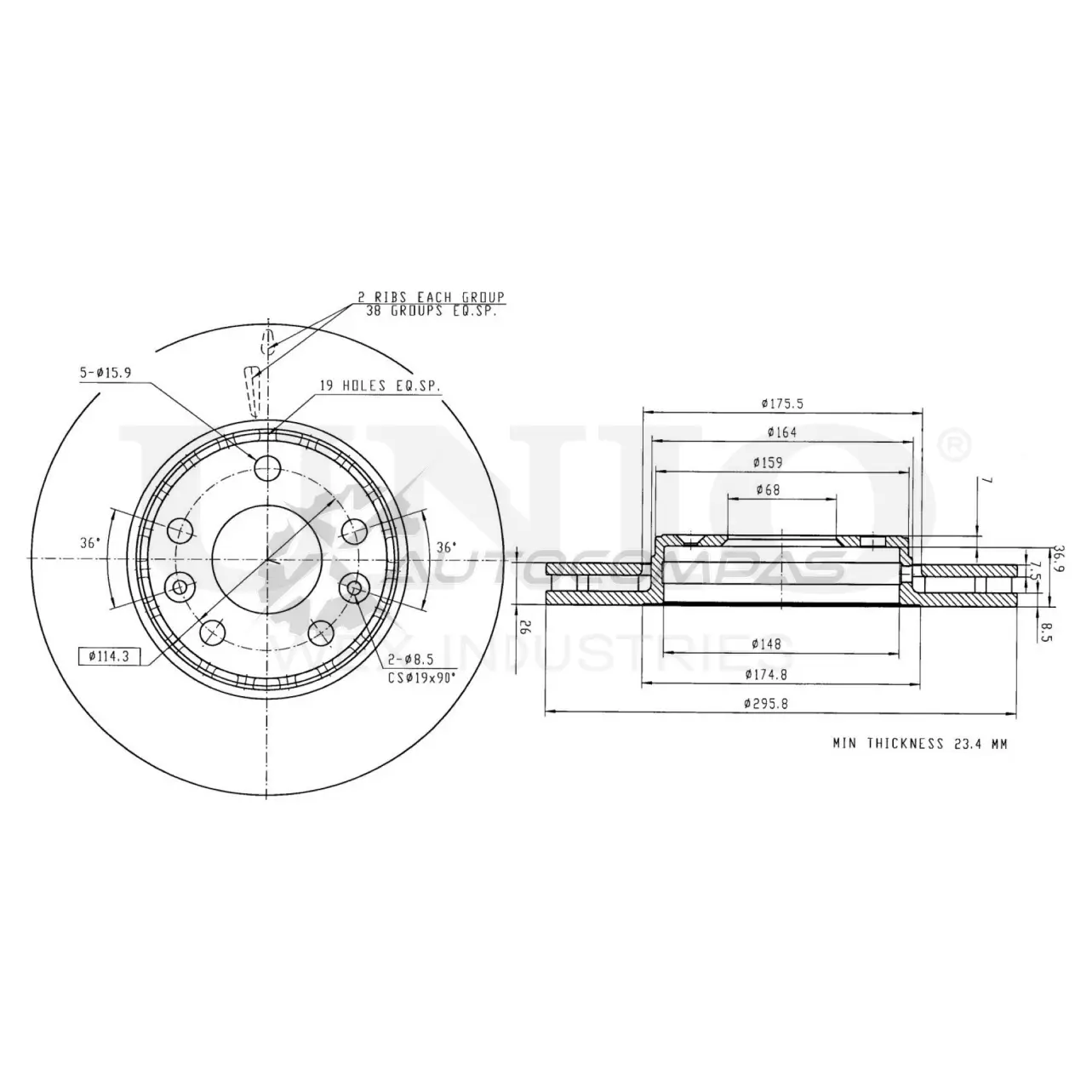 Диск тормозной передний UNIO LRVF TRH 1441314225 BRD-20456