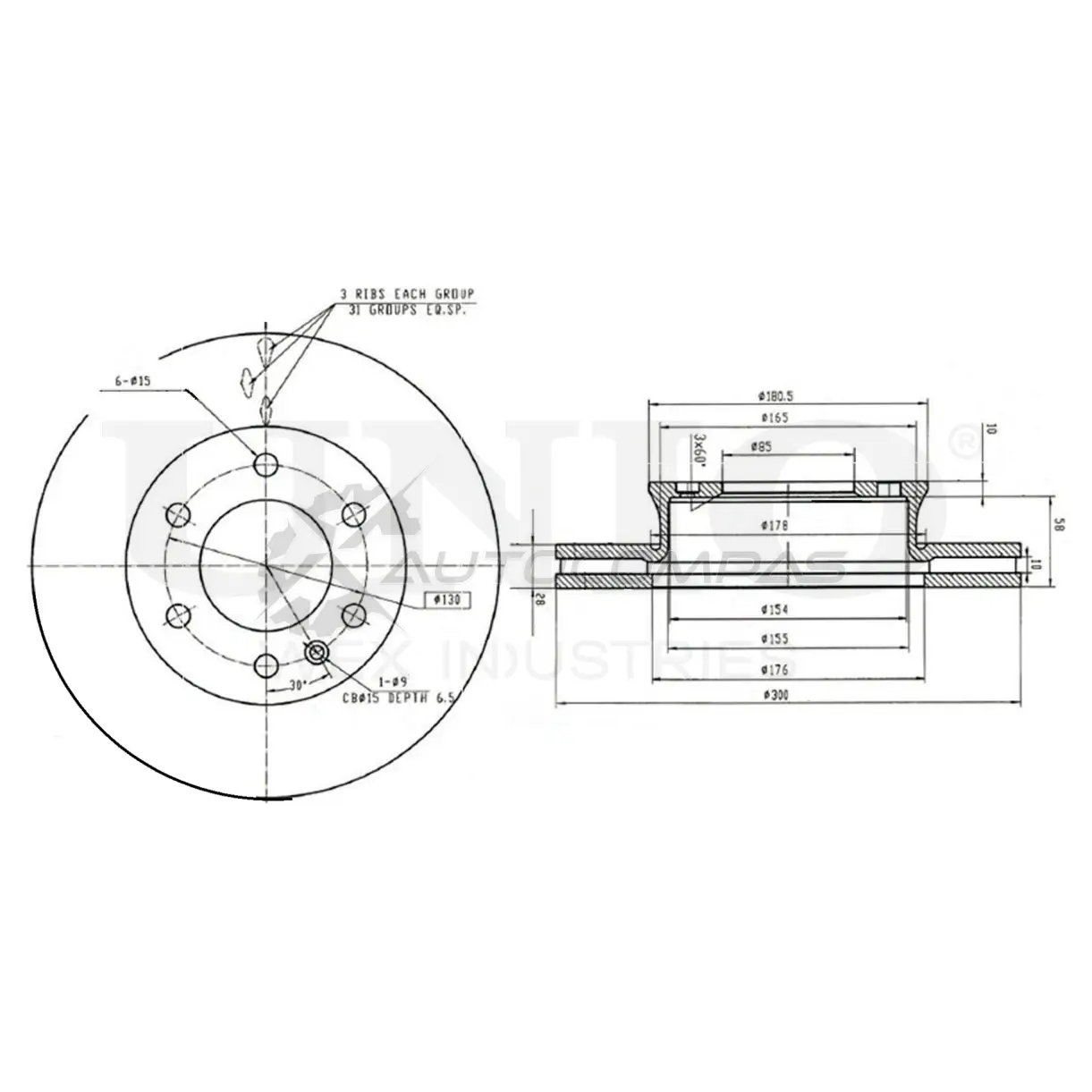 Диск тормозной передний UNIO HV MWD BRD-20088 1441314232