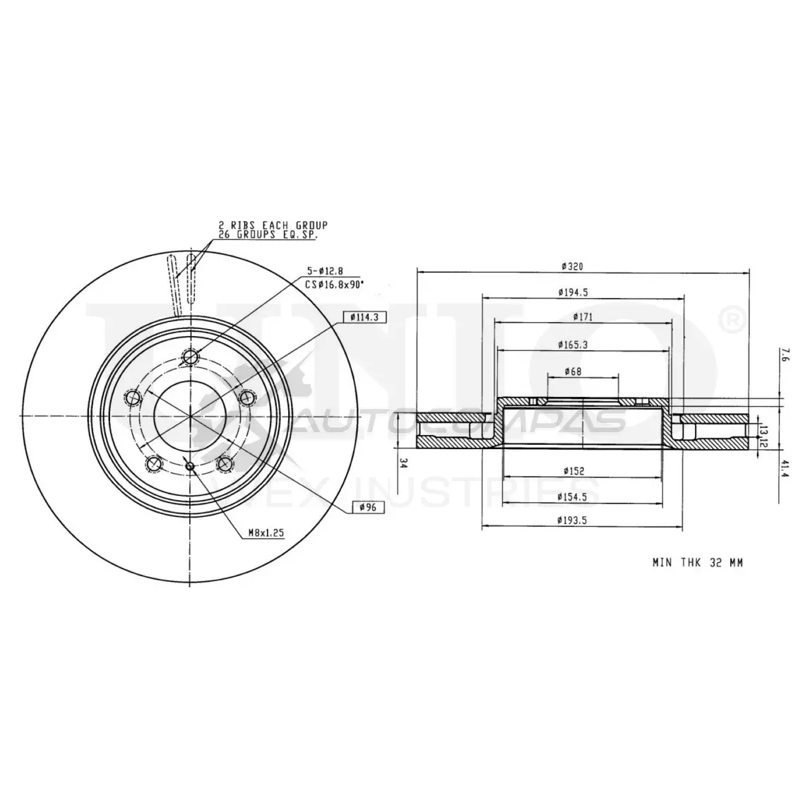 Диск тормозной передний UNIO BRD-20286 0MZ4 OM 1441314233