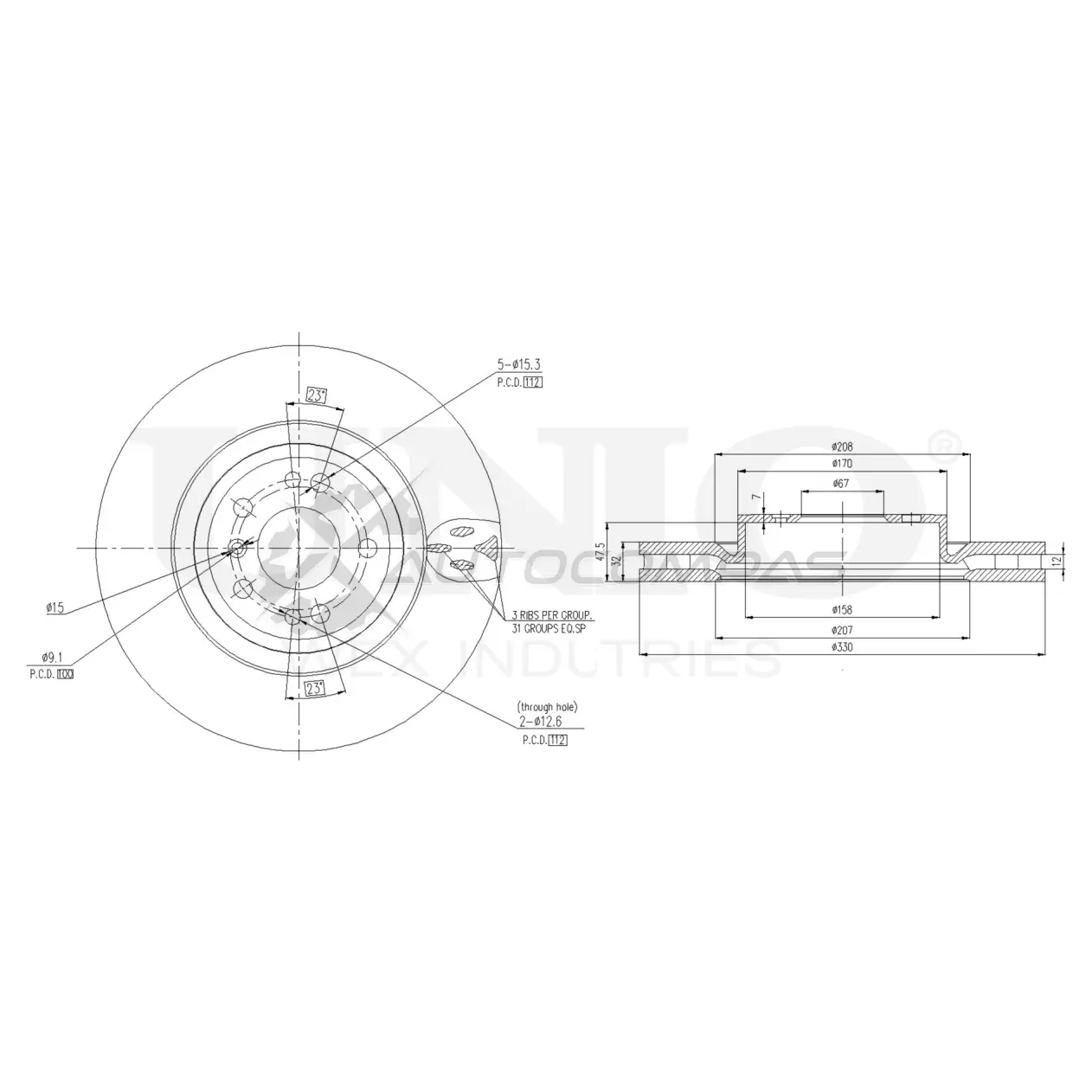 Диск тормозной передний UNIO 1441314244 BRD-20575 L6N GEIC