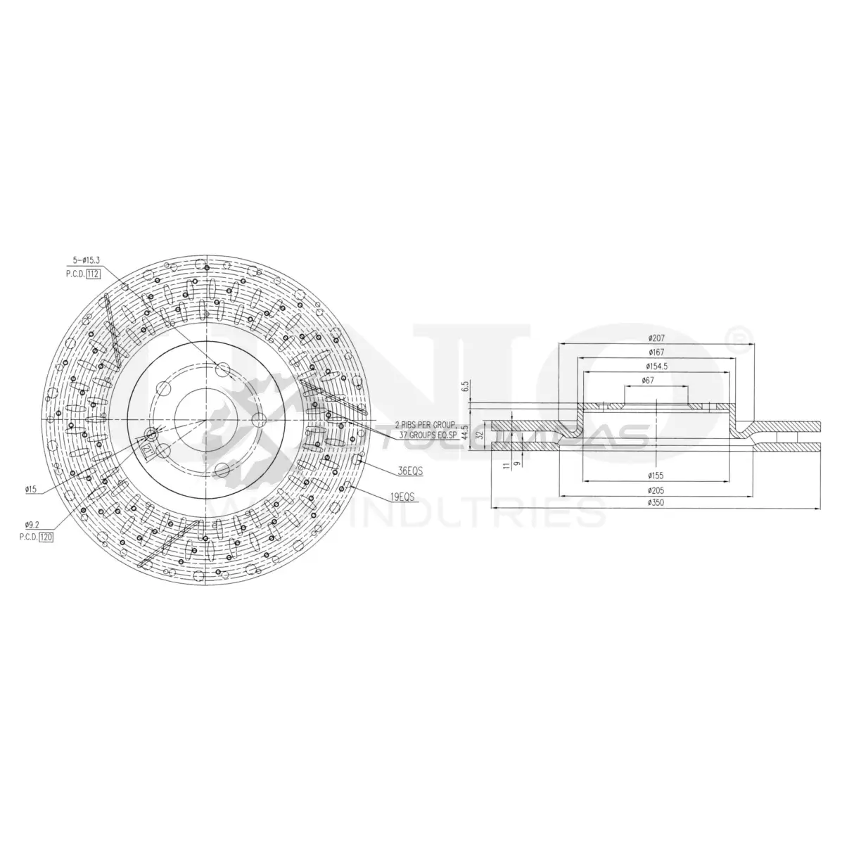 Диск тормозной передний UNIO XJ L81N BRD-20590 1441314249 изображение 0