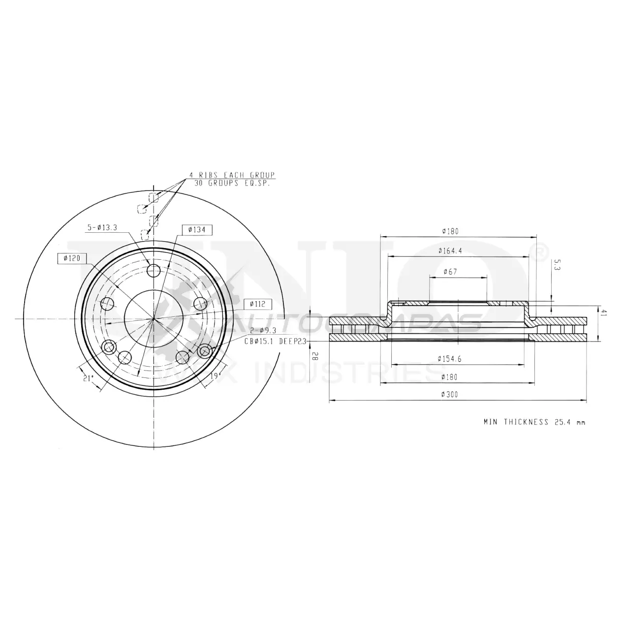 Диск тормозной передний UNIO 1441314252 BRD-20298 A HW9A94