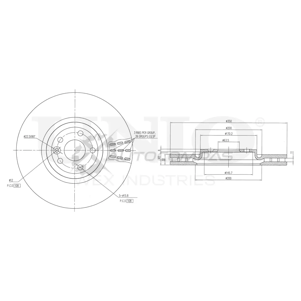 Диск тормозной передний UNIO Q83LQF L 1441314267 BRD-20577