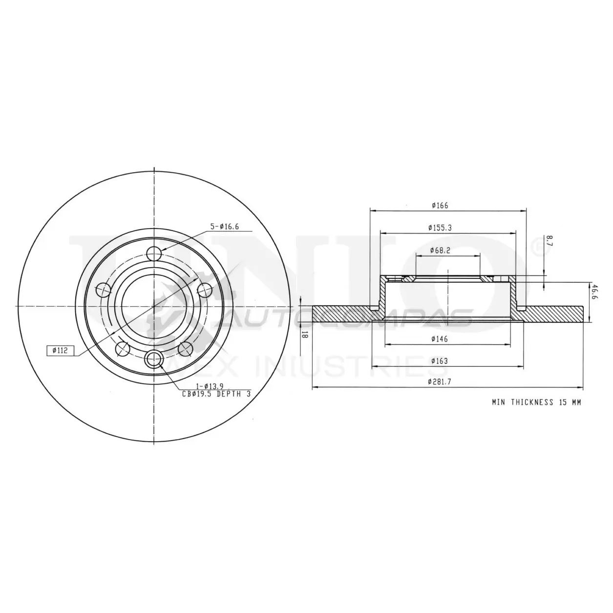 Диск тормозной передний UNIO BRD-20270 C2FZZ A 1441314279