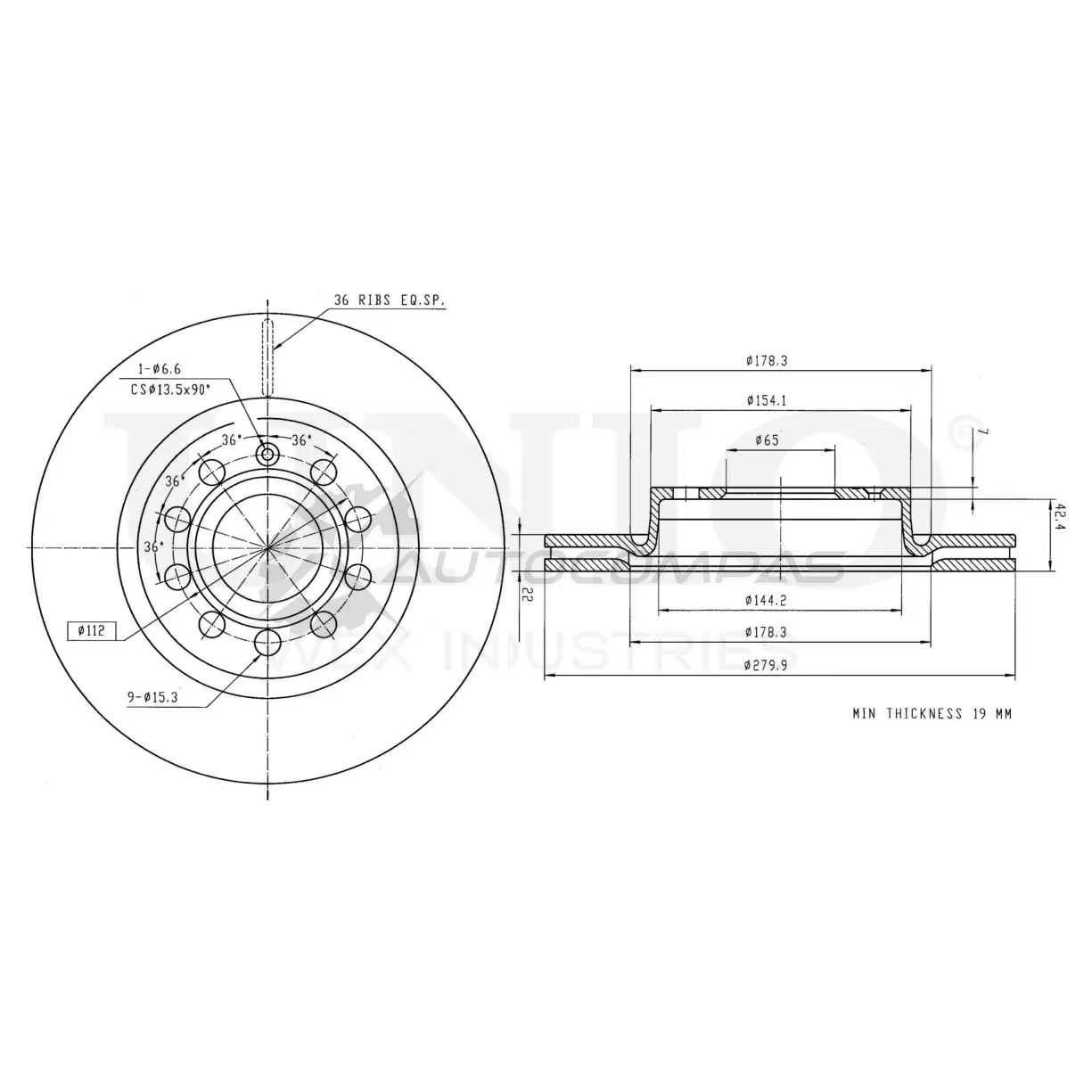 Диск тормозной передний UNIO BRD-20011 H B2MH 1441314283