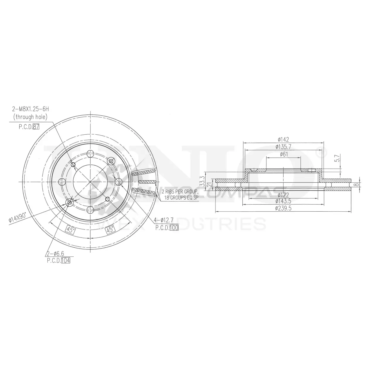 Диск тормозной передний UNIO S 30IHRI 1441314302 BRD-20439
